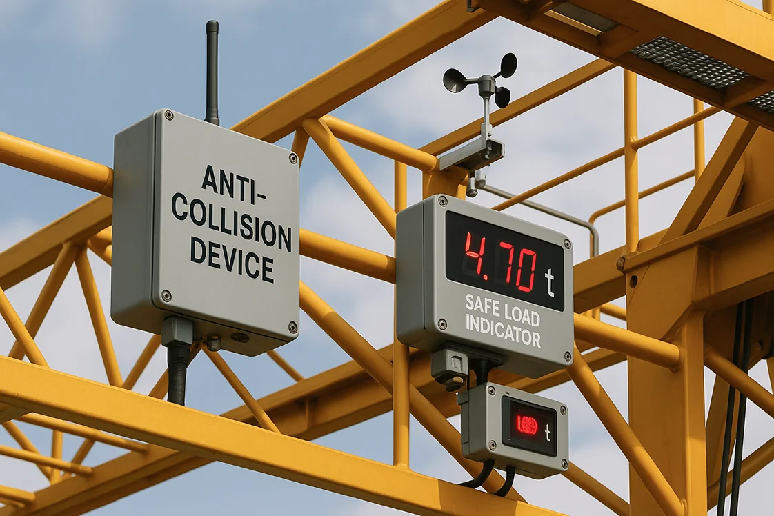 Safety devices used during tower crane erection