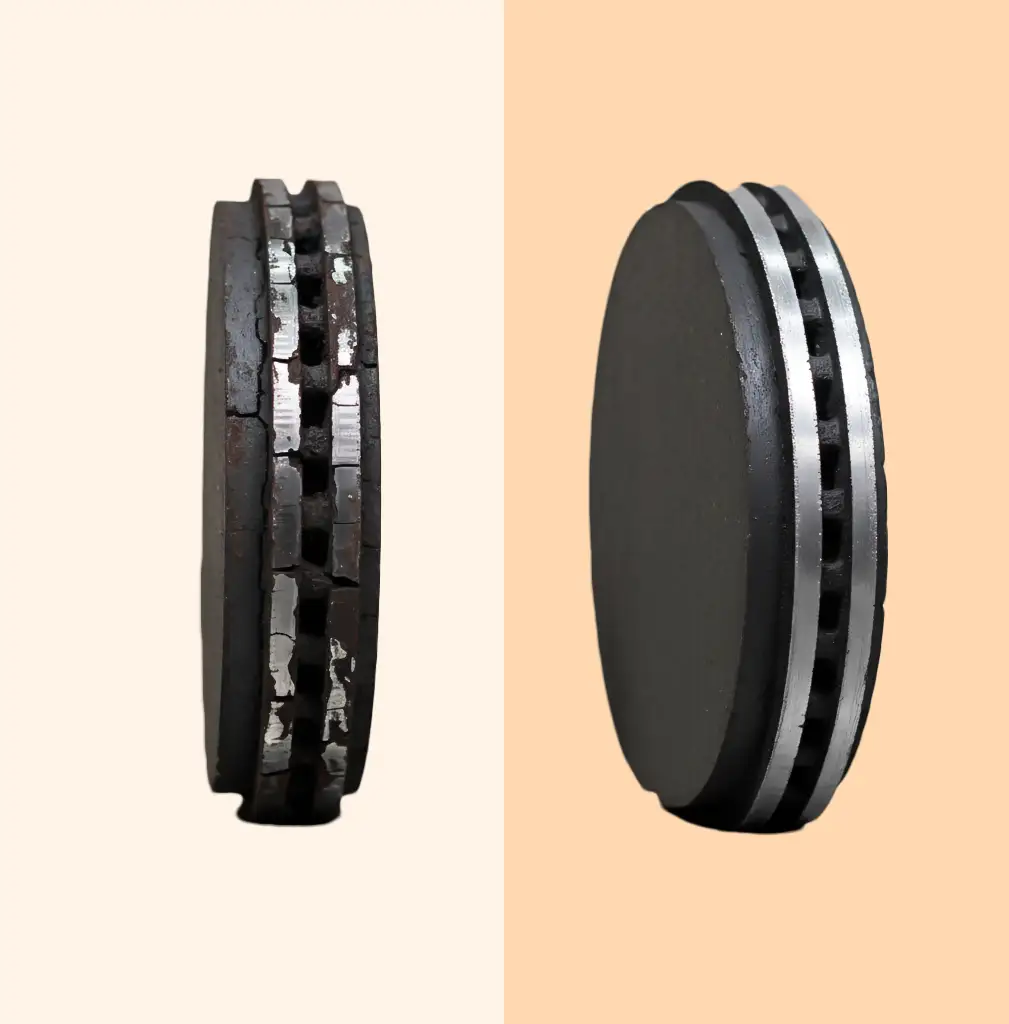 Comparison of worn crane wire rope vs new wire rope during maintenance check