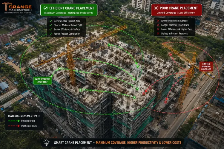 tower crane positioned for efficient material movement on high-rise construction site