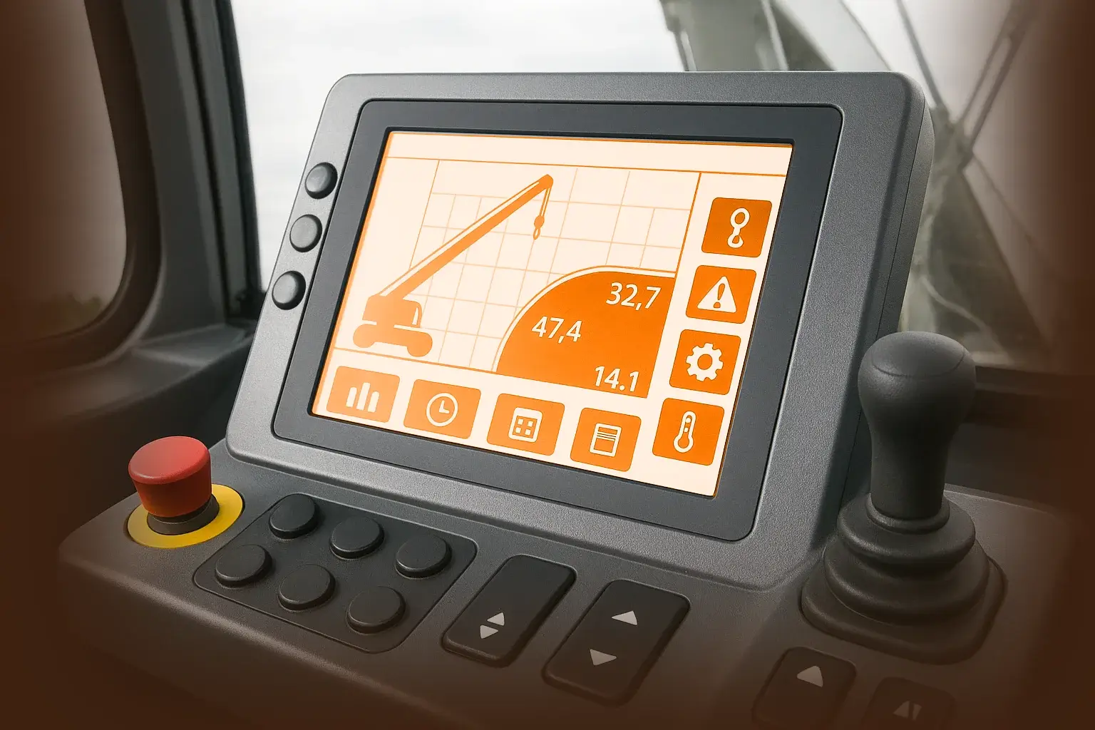  Safe Load Indicator and Anti-Collision Device interface inside crane cabin